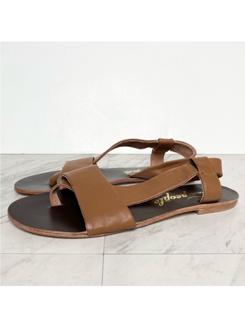 Free People Under Wraps Light Brown Leather Sandal 37